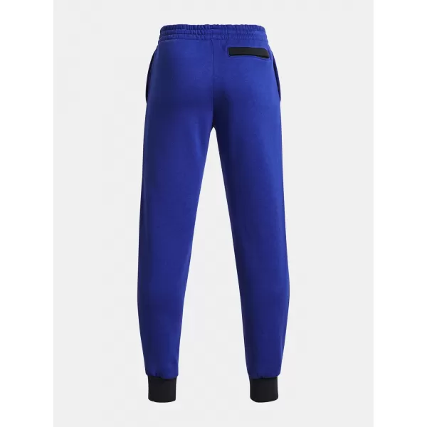  Pantaloni de trening pentru băieți UNDER ARMOUR RIVAL FLEECE SCRIPT JGRS 1379789-400 ALBASTRU 