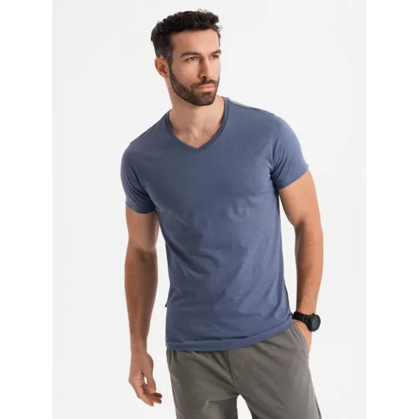  Cămaşă OMBRE OM-TSBS-0237 MELANGE ALBASTRU 