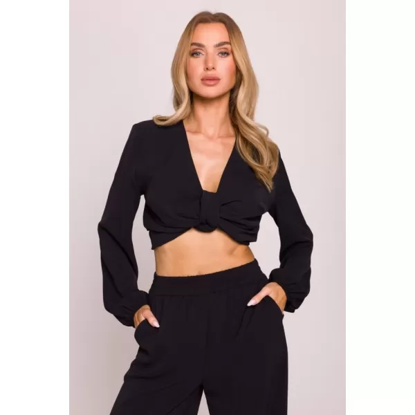  Crop top de damă MOE M861 NEGRU 