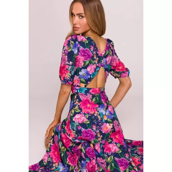  Rochie MOE M858 ALBASTRU/ROZ 