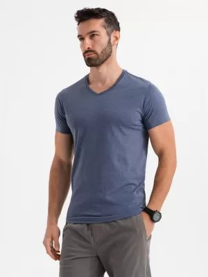 Cămaşă OMBRE OM-TSBS-0237 MELANGE ALBASTRU