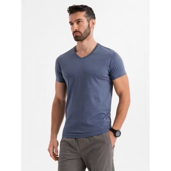  Cămaşă OMBRE OM-TSBS-0237 MELANGE ALBASTRU 