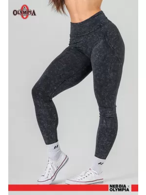 Jambiere spalate cu talie inalta GYM WARRIOR 776 BLACK Nebbia