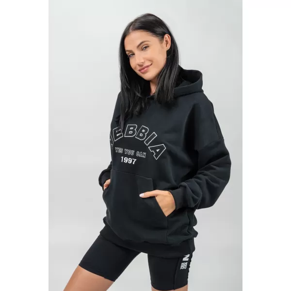  Hanorac oversize cu glugă GYM RAT 256 BLACK Nebbia 
