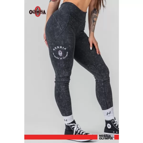  Jambiere spalate cu talie inalta GYM WARRIOR 776 BLACK Nebbia 