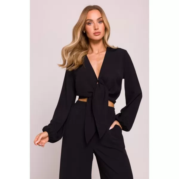  Crop top de damă MOE M861 NEGRU 
