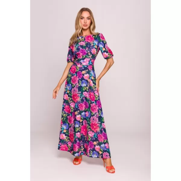  Rochie MOE M858 ALBASTRU/ROZ 