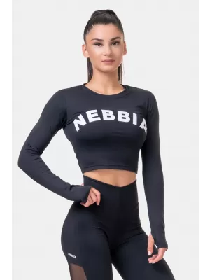 Crop top cu mânecă lungă Sports HERO 585 BLACK Nebbia
