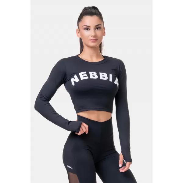  Crop top cu mânecă lungă Sports HERO 585 BLACK Nebbia 