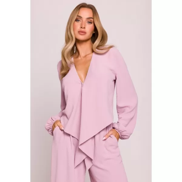  Crop top de damă MOE M861 ROZ CREPONAT 