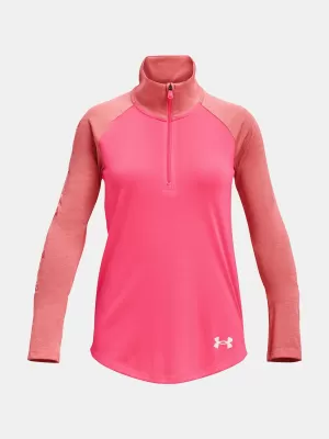 Tricou fetita UNDER ARMOUR TECH GRAPHIC 1/2 ZIP 1377586-683 ROZ
