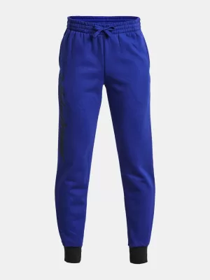 Pantaloni de trening pentru băieți UNDER ARMOUR RIVAL FLEECE SCRIPT JGRS 1379789-400 ALBASTRU