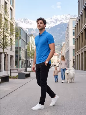 Tricou pentru bărbați cu guler ALTISPORT NoPrint NP/ALM302 SNORKEL ALBASTRU