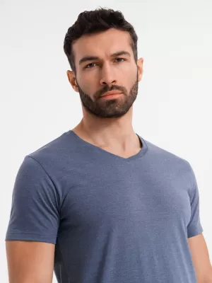 Cămaşă OMBRE OM-TSBS-0237 MELANGE ALBASTRU