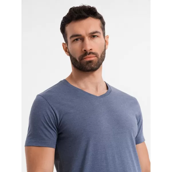  Cămaşă OMBRE OM-TSBS-0237 MELANGE ALBASTRU 
