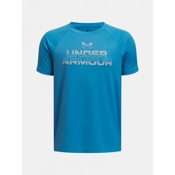  Tricou băieți UNDER ARMOUR TECH SPLIT WORDMARK SS 1383010-452 ALBASTRU 