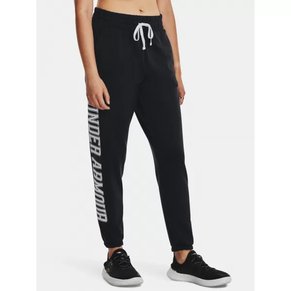  Pantaloni de trening pentru femei UNDER ARMOUR RIVAL TERRY GRAPHIC JOGR 1379437-001 NEGRU 