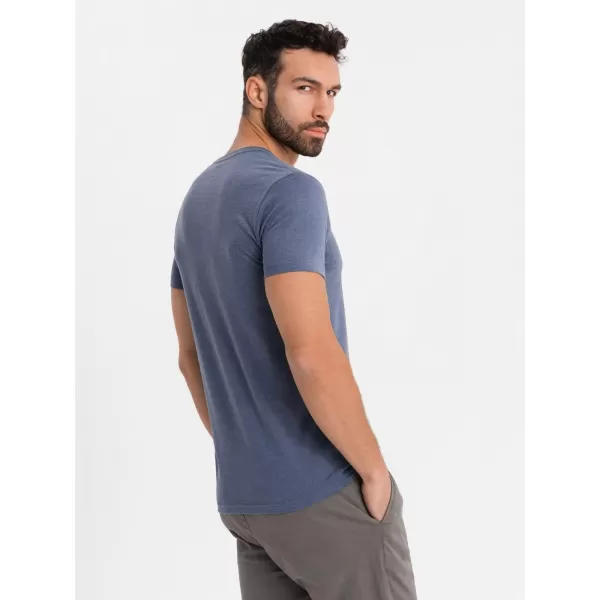  Cămaşă OMBRE OM-TSBS-0237 MELANGE ALBASTRU 
