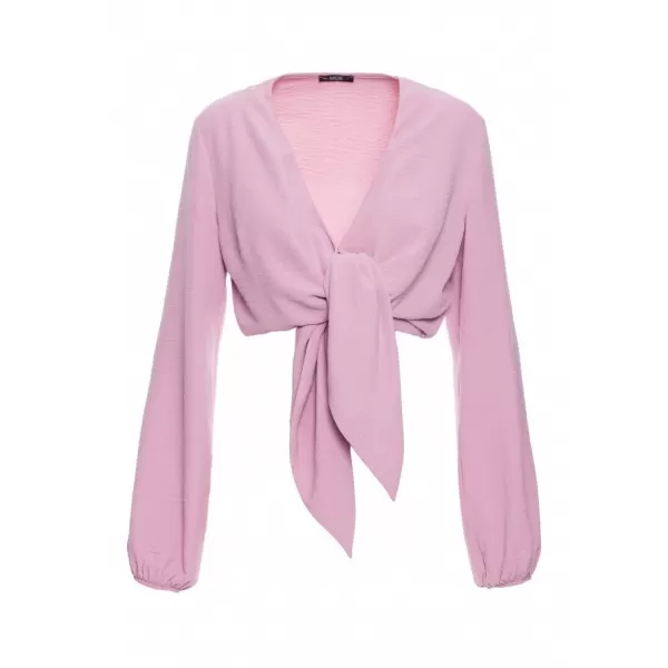 Crop top de damă MOE M861 ROZ CREPONAT 