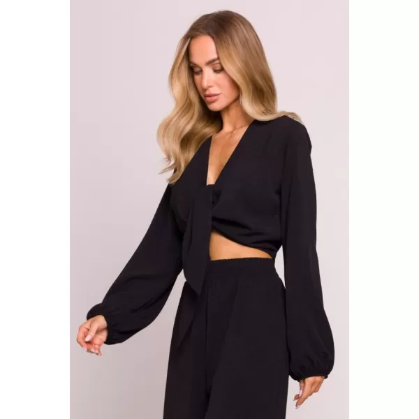  Crop top de damă MOE M861 NEGRU 