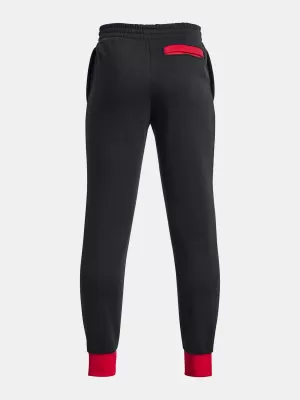 Pantaloni de trening pentru băieți UNDER ARMOUR RIVAL FLEECE SCRIPT JGRS 1379789-001 NEGRU
