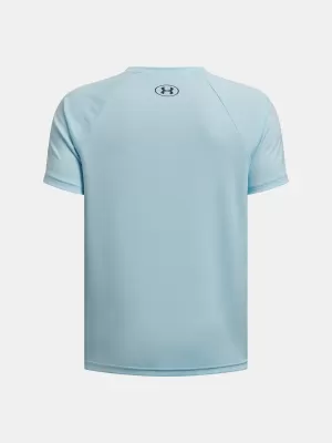Tricou băieți UNDER ARMOUR TECH SPLIT WORDMARK SS 1383010-494 ALBASTRU DESCHIS