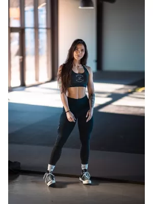 Jambiere spalate cu talie inalta GYM WARRIOR 776 BLACK Nebbia