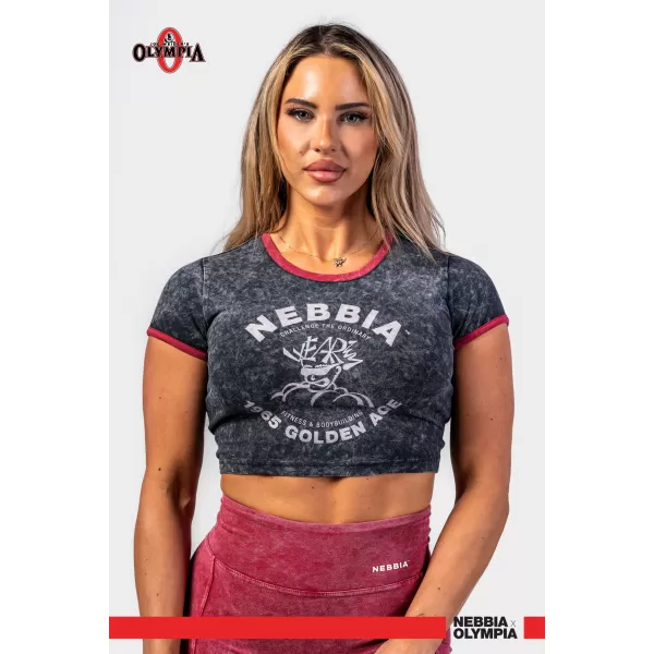  Tricou crop-top spălat GOLDEN AGE 782 BLACK Nebbia 