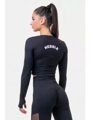 Crop top cu mânecă lungă Sports HERO 585 BLACK Nebbia