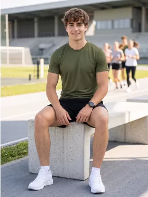Tricou funcțional pentru bărbați ALTISPORT NoPrint NP/ALM421 MILITAR