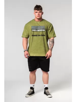 Tricou supradimensionat spalat HERITAGE 355 VERDE Nebbia