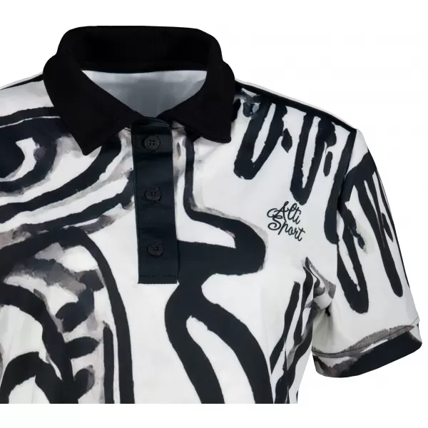  Tricou funcțional pentru femei cu guler premium ALTISPORT VOJ/ALW111TR05 ALB-NEGRU 