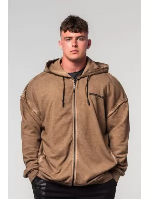 Hanorac spălat cu fermoar GYM BRO 362 LIGHT BROWN Nebbia