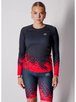 Tricou funcțional pentru femei cu mâneci lungi premium ALTISPORT VOJ/ALW109TR03 ROȘU-NEGRU