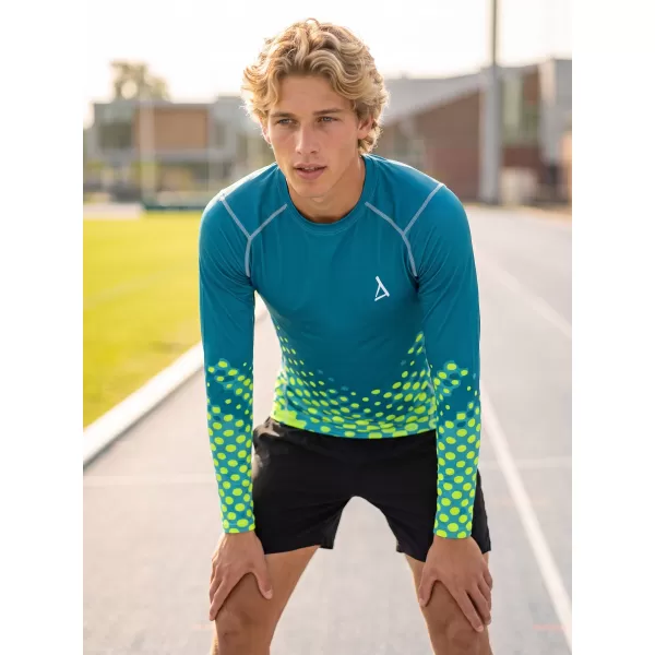  Tricou de compresie funcțională pentru bărbați cu premium cu mânecă lungă ALTISPORT VOJ/ALM109TR03 EMERALD-FLUO 