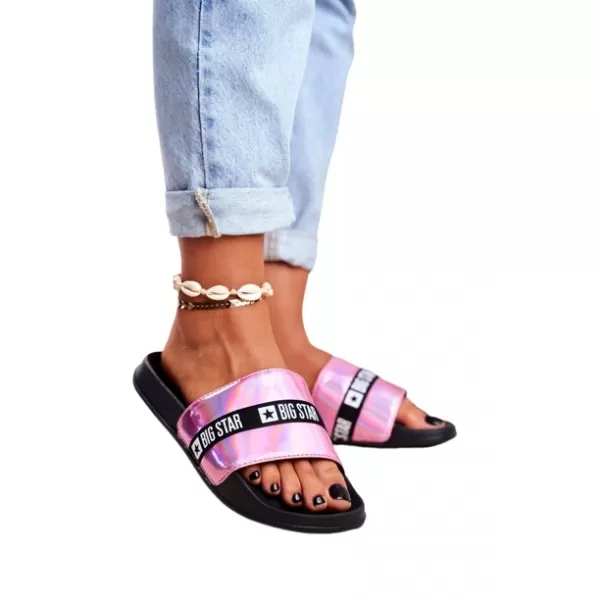  Papuci de moda dama BIG STAR GG274008 ROZ Pantofi Big Star 