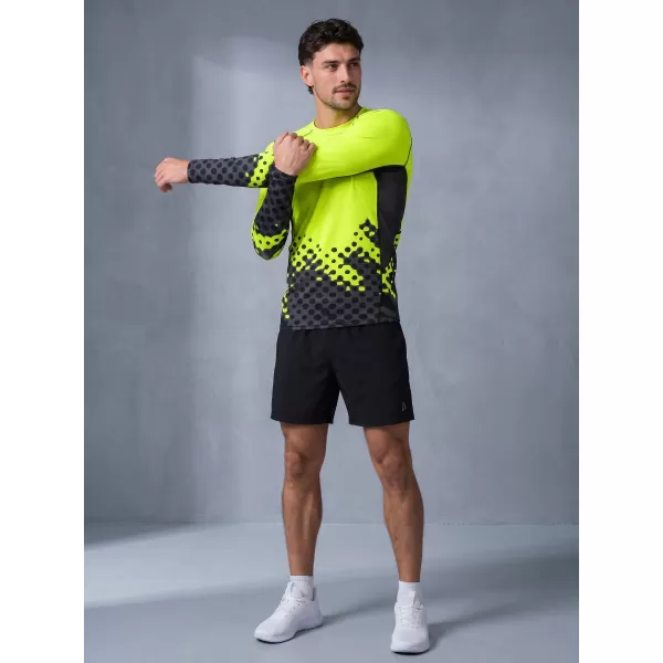  Tricou de compresie funcțională pentru bărbați cu premium cu mânecă lungă ALTISPORT VOJ/ALM109TR03 GALBEN FLUO 