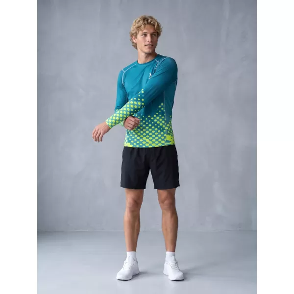  Tricou de compresie funcțională pentru bărbați cu premium cu mânecă lungă ALTISPORT VOJ/ALM109TR03 EMERALD-FLUO 
