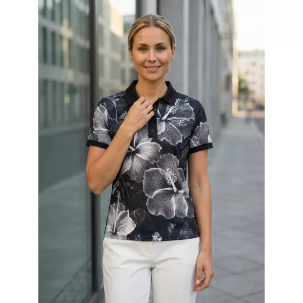  Tricou funcțional pentru femei cu guler premium ALTISPORT VOJ/ALW102TR05 ALB -NEGRU 