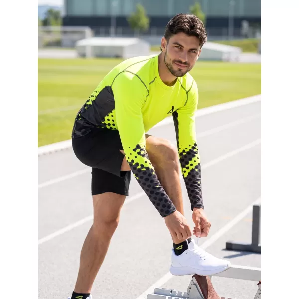  Tricou de compresie funcțională pentru bărbați cu premium cu mânecă lungă ALTISPORT VOJ/ALM109TR03 GALBEN FLUO 