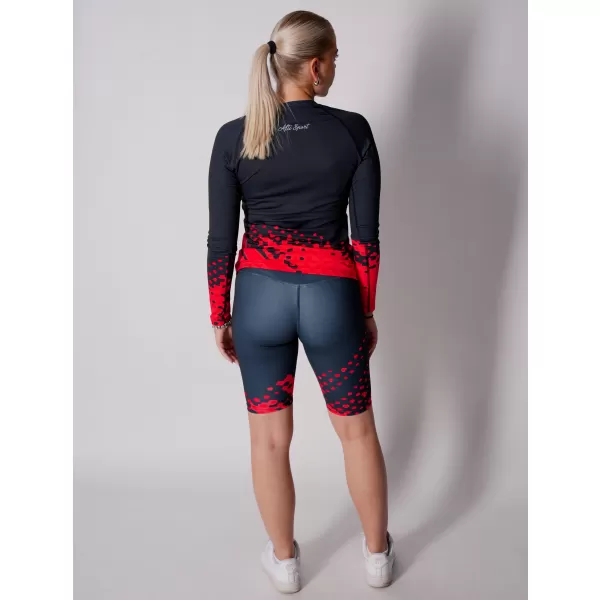  Tricou funcțional pentru femei cu mâneci lungi premium ALTISPORT VOJ/ALW109TR03 ROȘU-NEGRU 