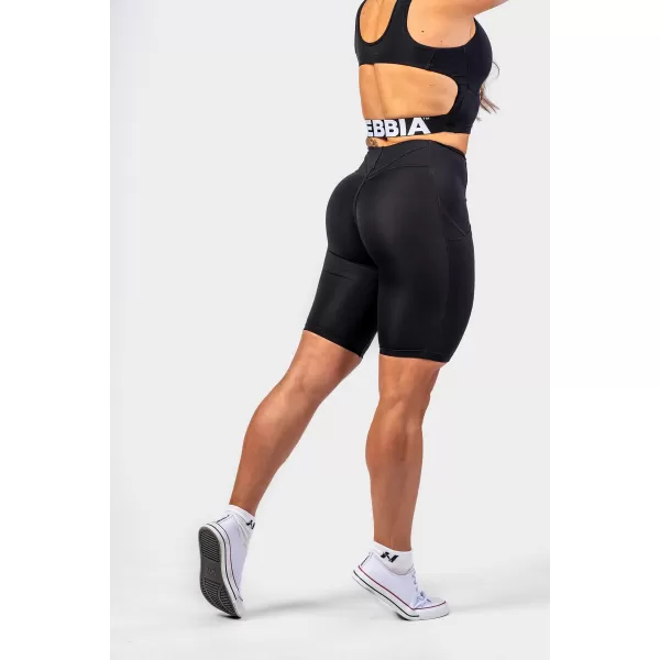  Pantaloni scurți pentru ciclism GYM THERAPY 628 BLACK Nebbia 10 inch cu talie înaltă 