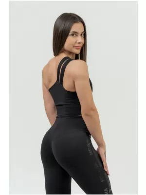 Sutien sport de damă cu susținere ridicată INTENSE Asymmetric 841 BLACK/GOLD Nebbia