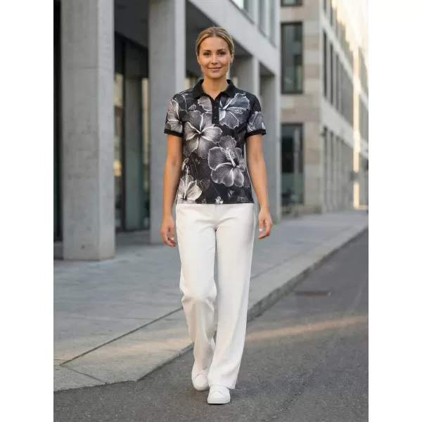  Tricou funcțional pentru femei cu guler premium ALTISPORT VOJ/ALW102TR05 ALB -NEGRU 