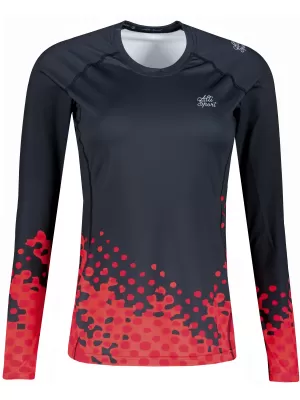 Tricou funcțional pentru femei cu mâneci lungi premium ALTISPORT VOJ/ALW109TR03 ROȘU-NEGRU