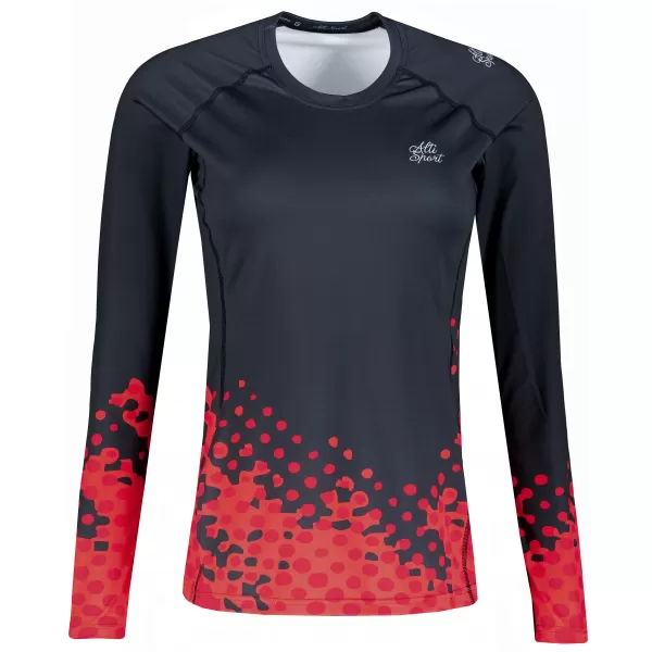 Tricou funcțional pentru femei cu mâneci lungi premium ALTISPORT VOJ/ALW109TR03 ROȘU-NEGRU 