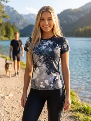 Tricou funcțional premium pentru femei ALTISPORT VOJ/ALW055TR01 ALB-NEGRU