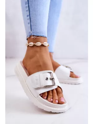Papuci de modă pentru femei BIG STAR JJ274A309 WHITE Pantofi Big Star