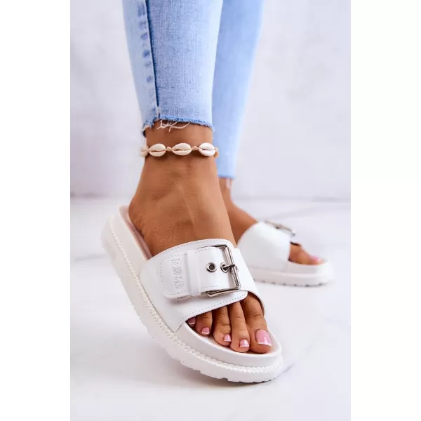  Papuci de modă pentru femei BIG STAR JJ274A309 WHITE Pantofi Big Star 