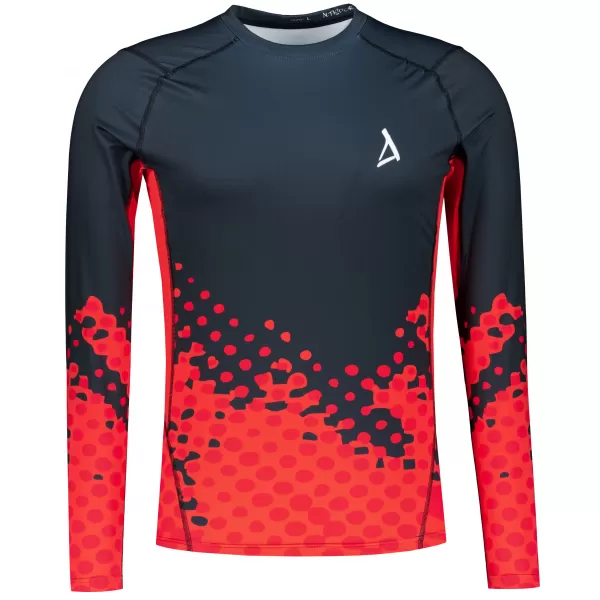  Tricou de compresie funcțională pentru bărbați cu premium cu mânecă lungă ALTISPORT VOJ/ALM109TR03 ROȘU/NEGRU 